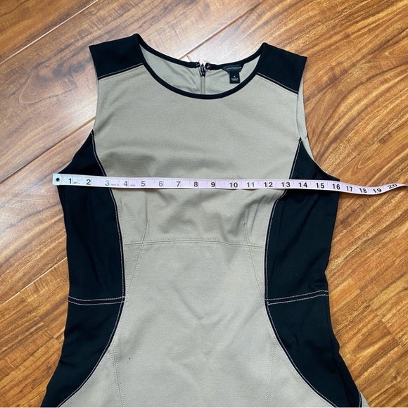 Ann Taylor Tan Black Colorblock Sleeveless Stretch Ponte Dress Size 4 Classic - Picture 13 of 15